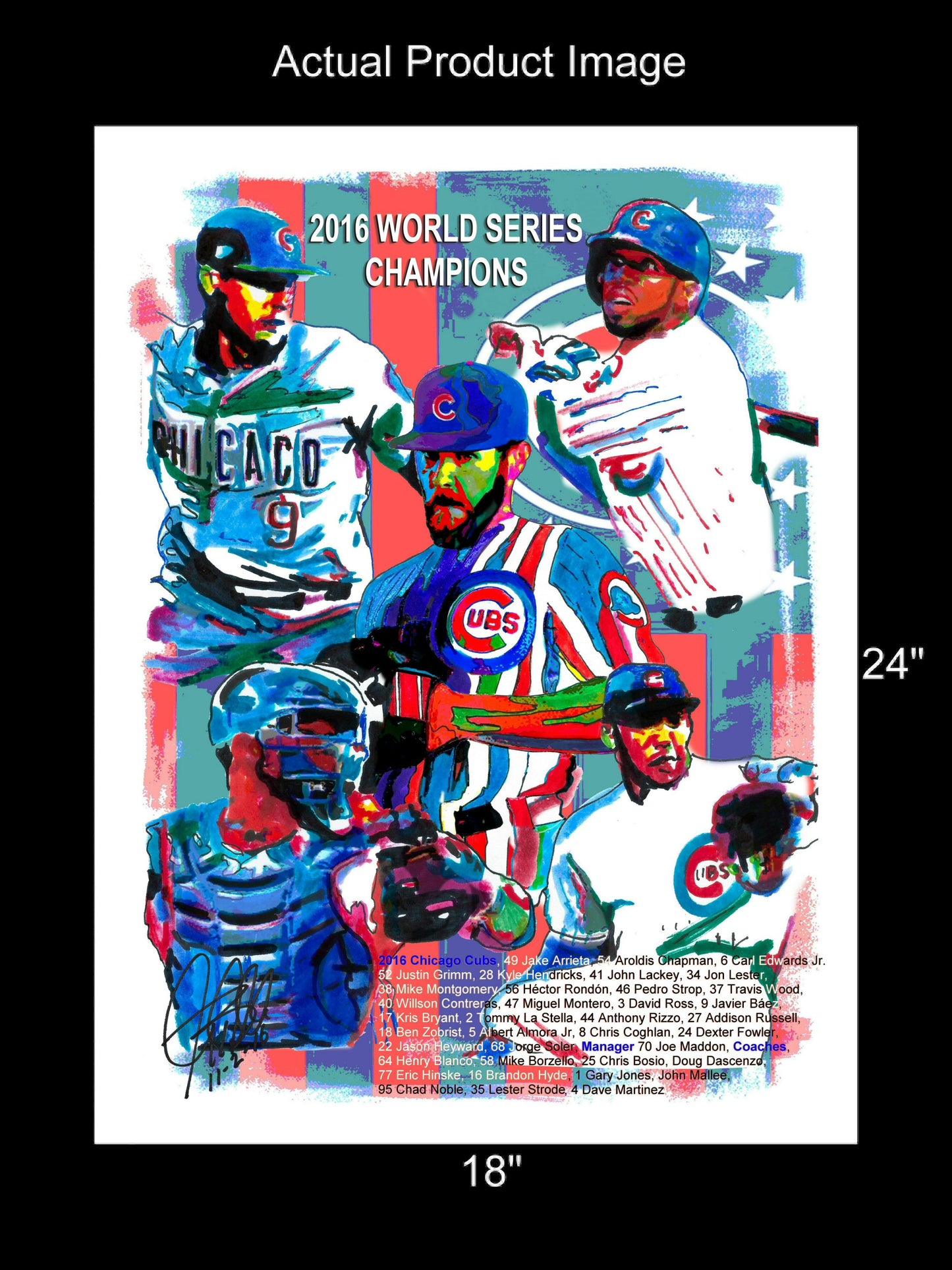 Chicago Cubs 2016 World Series Champions Baseball Poster Print Wall Art 18x24