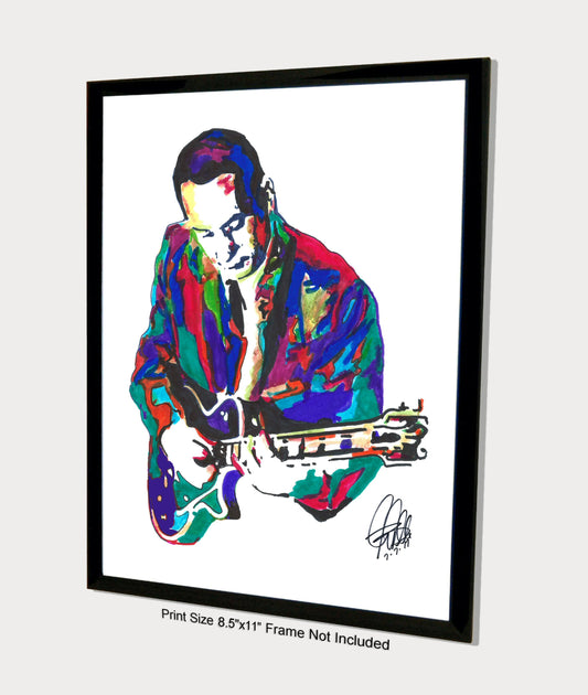 Les Paul Guitar Player Musician Jazz Music Poster Print Wall Art 8.5x11