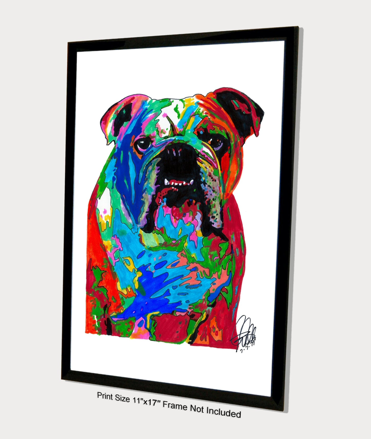 English Bulldog Pet Dog Poster Print Wall Art 11x17