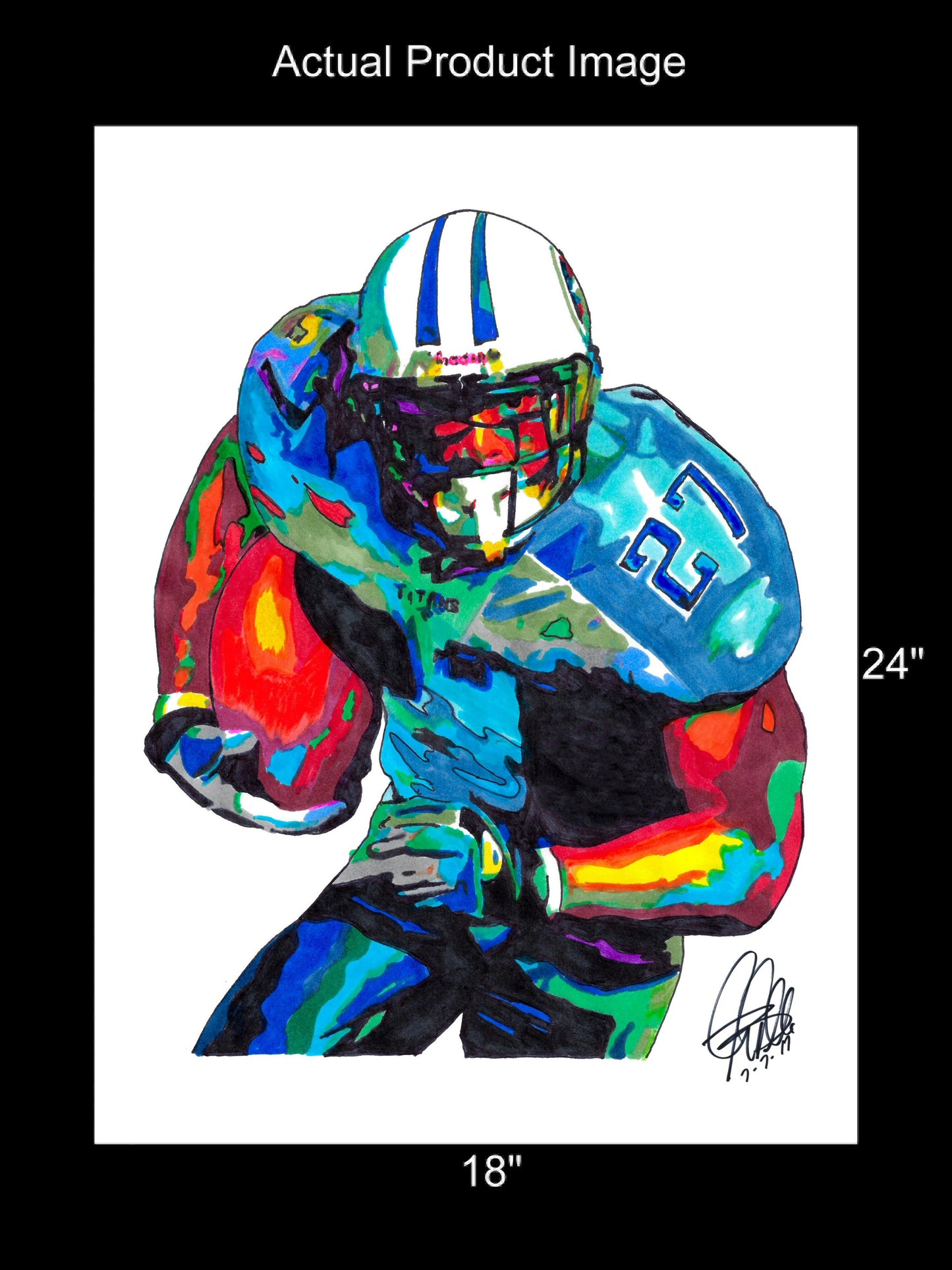 Eddie George Tennessee Titans RB Football Sports Print Poster Wall Art 18x24