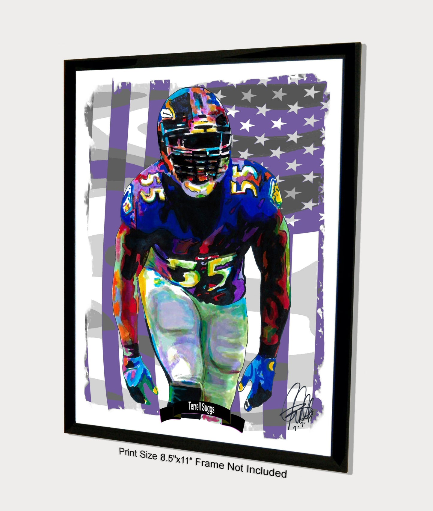 Terrell Suggs Baltimore Ravens Linebacker Football Poster Print Wall Art 8.5x11