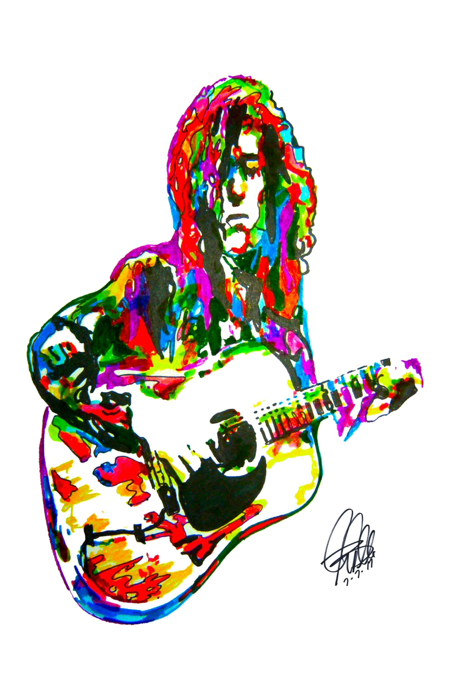 Jimmy Page Led Zeppelin Acoustic Music Print Poster Wall Art 11x17