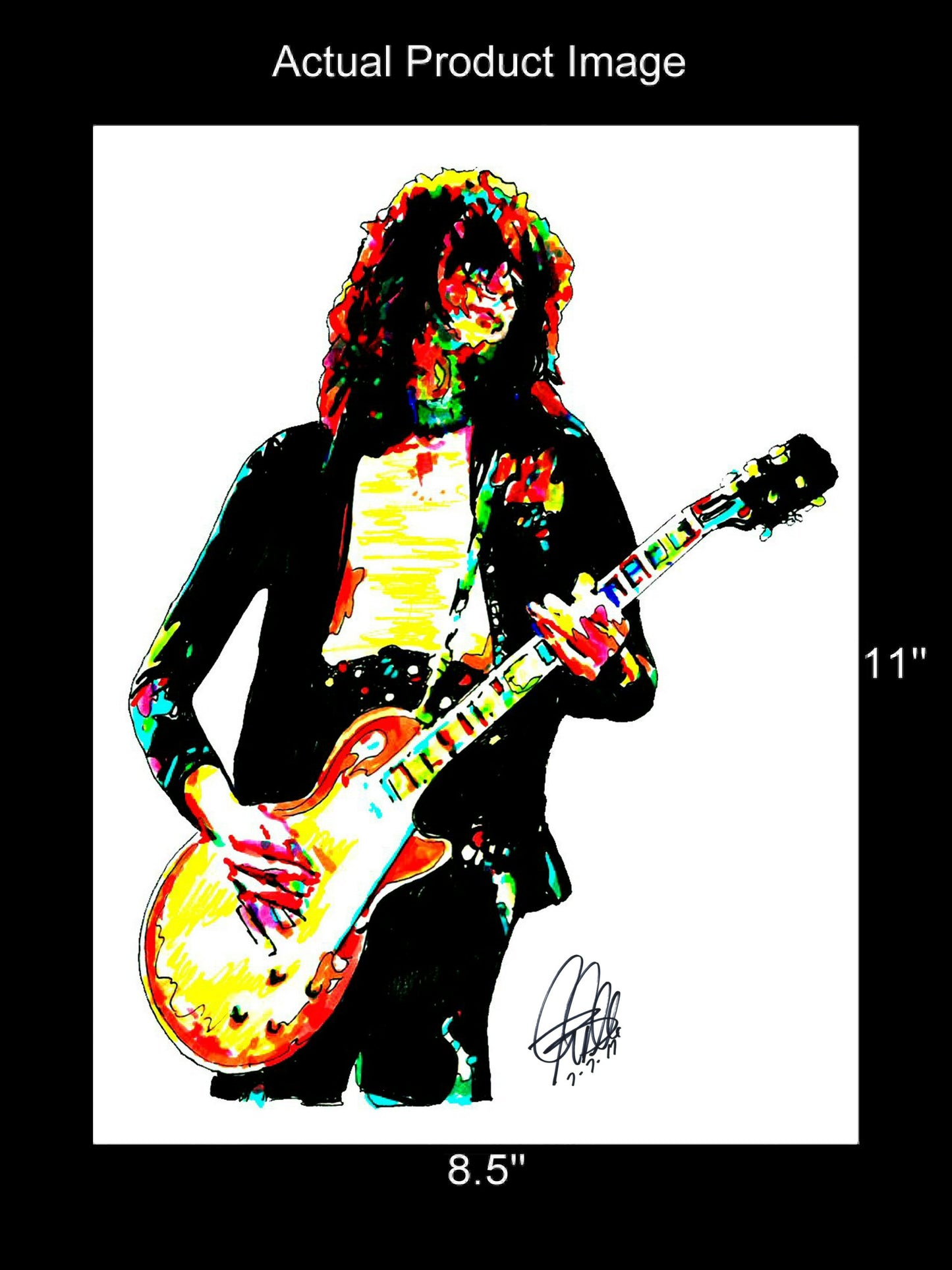 Jimmy Page Led Zeppelin Gibson Guitar Music Print Poster Wall Art 8.5x11