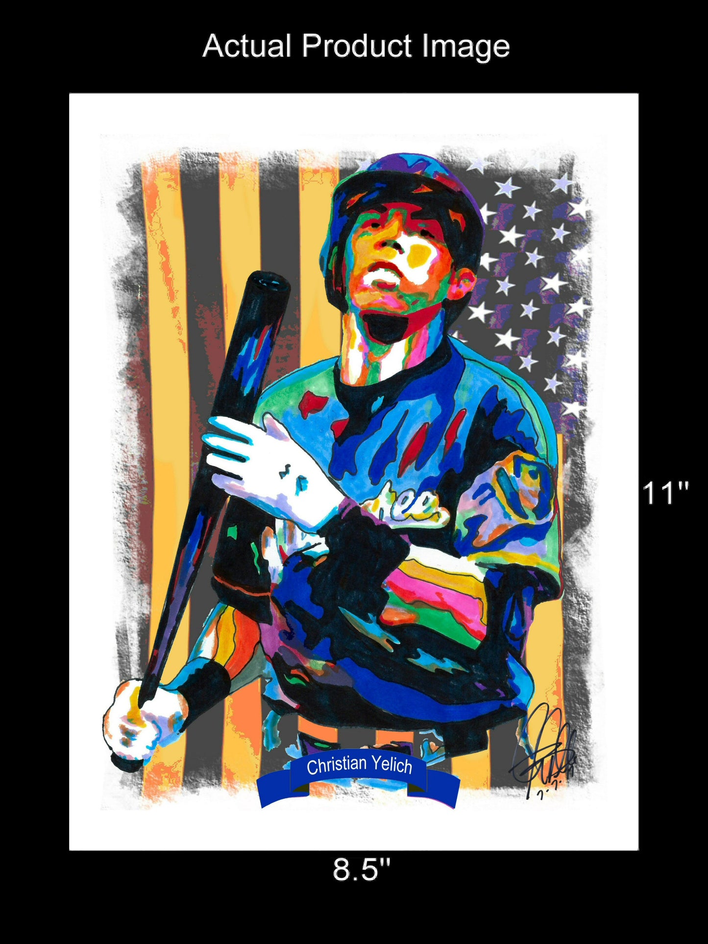 Christian Yelich Milwaukee Brewers Baseball Poster Print Wall Art 8.5x11