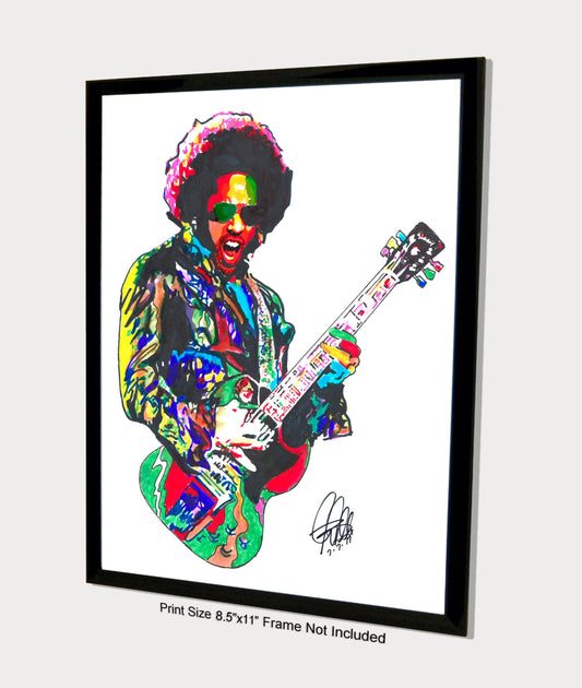 Lenny Kravitz Singer Guitar Rock Music Poster Print Wall Art 8.5x11