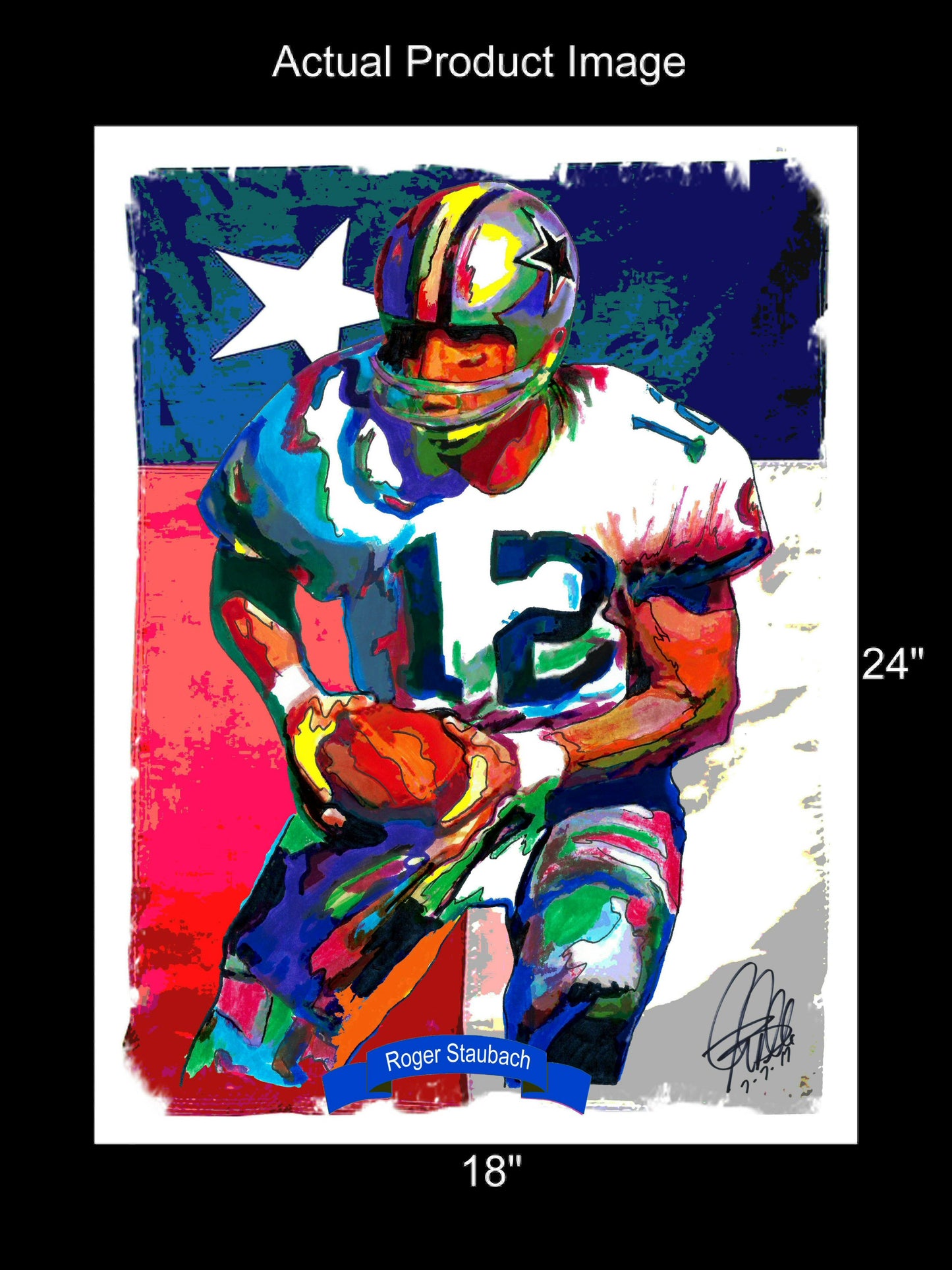 Roger Staubach Dallas Cowboys Football Sports Poster Print Wall Art 18x24