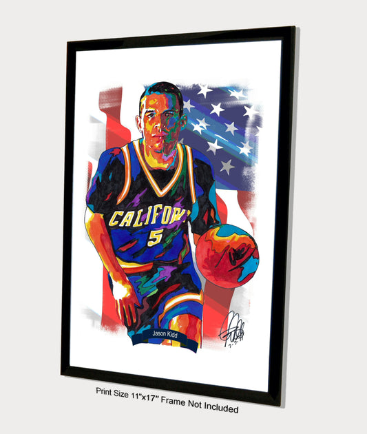 Jason Kidd California Golden Bears Basketball Poster Print Wall Art 11x17