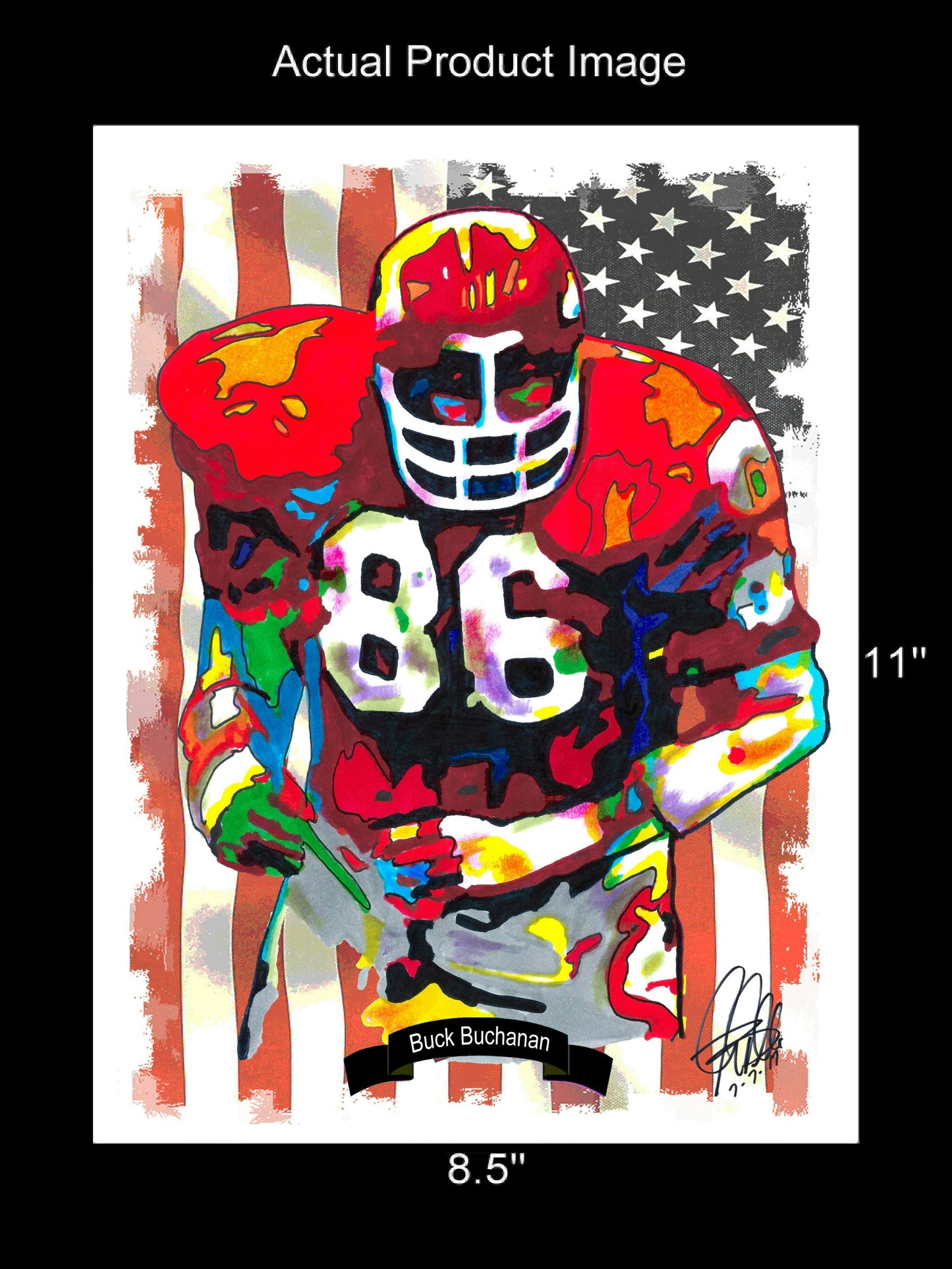 Buck Buchanan Kansas City Chiefs Football Poster Print Wall Art 8.5x11