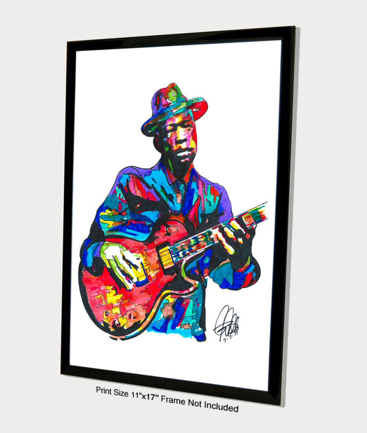 John Lee Hooker Singer Guitar Blues Music Poster Print Wall Art 11x17