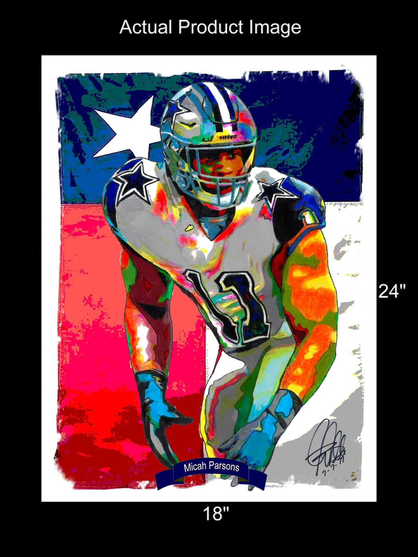 Micah Parsons Dallas Cowboys Football Sports Print Poster Wall Art 18x24