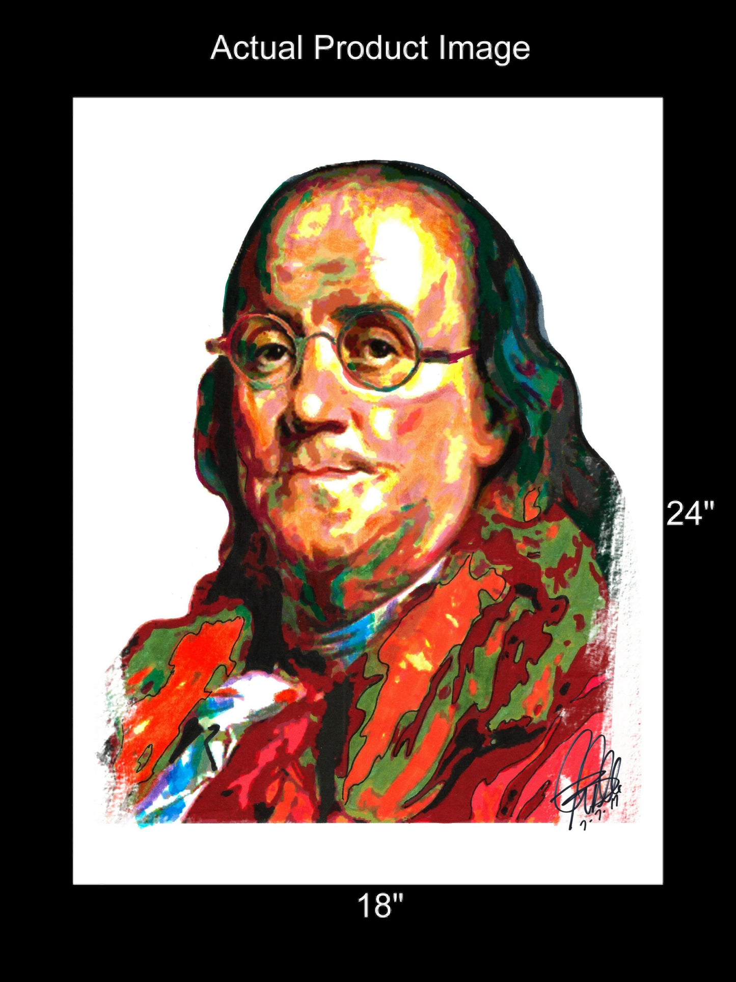 Benjamin Franklin Founding Fathers USA Politics Poster Print Wall Art 18x24