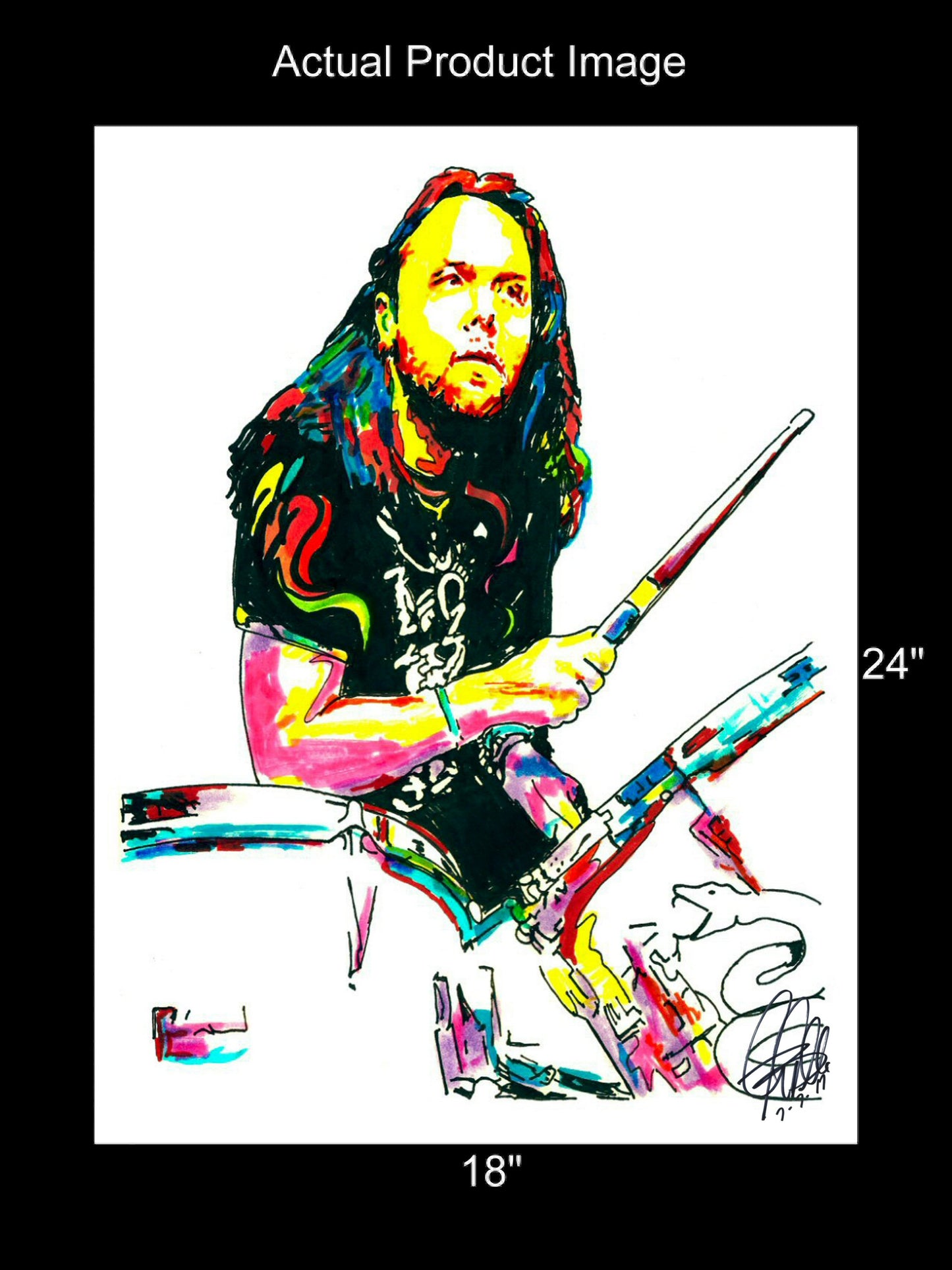 Lars Ulrich Metallica Drums Heavy Metal Music Poster Print Wall Art 18x24