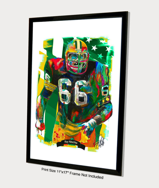 Ray Nitschke Green Bay Packers Football Sports Poster Print Wall Art 11x17