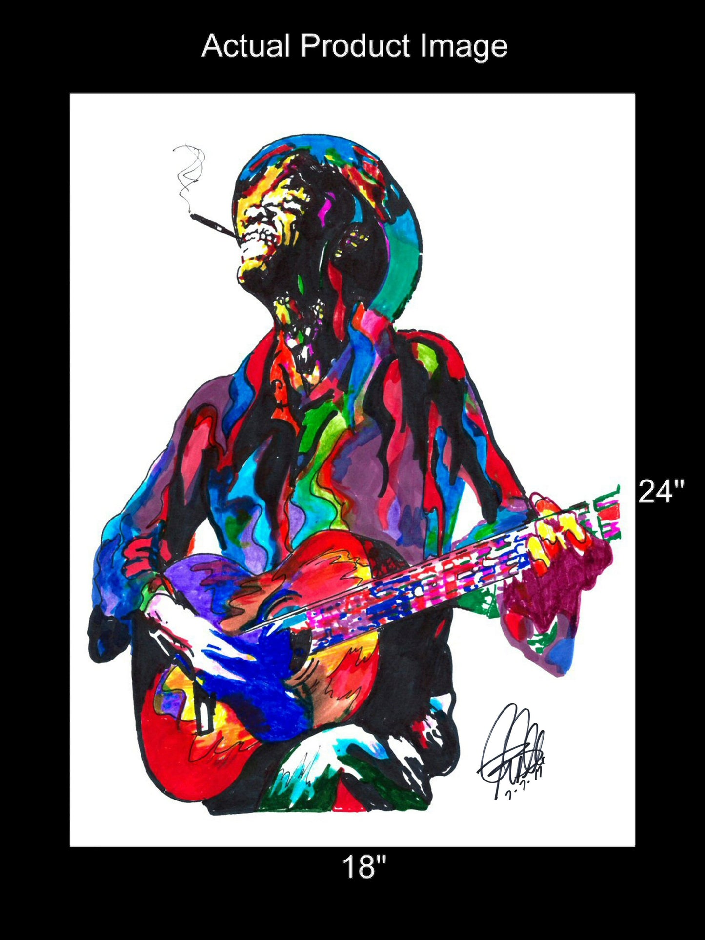 Lightnin Hopkins Singer Guitar Texas Blues Music Poster Print Wall Art 18x24