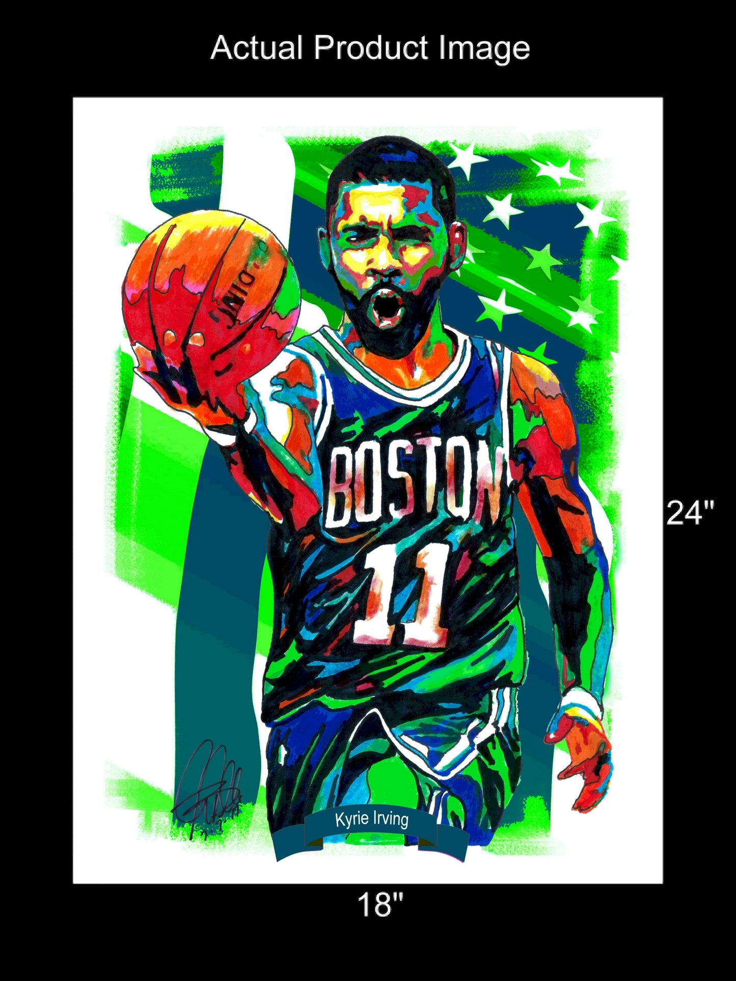 Kyrie Irving Boston Celtics Basketball Sports Poster Print Wall Art 18x24