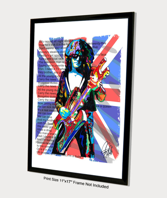 Ian Hunter Mott the Hoople Guitar Hard Rock Music Poster Print Wall Art 11x17