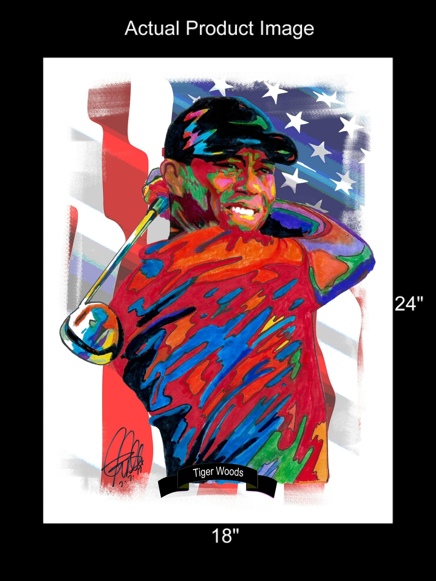 Tiger Woods Golf Poster Print Wall Art 18x24