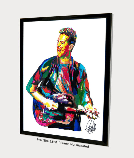 Chris Martin Coldplay Singer Guitar Rock Music Poster Print Wall 8.5x11