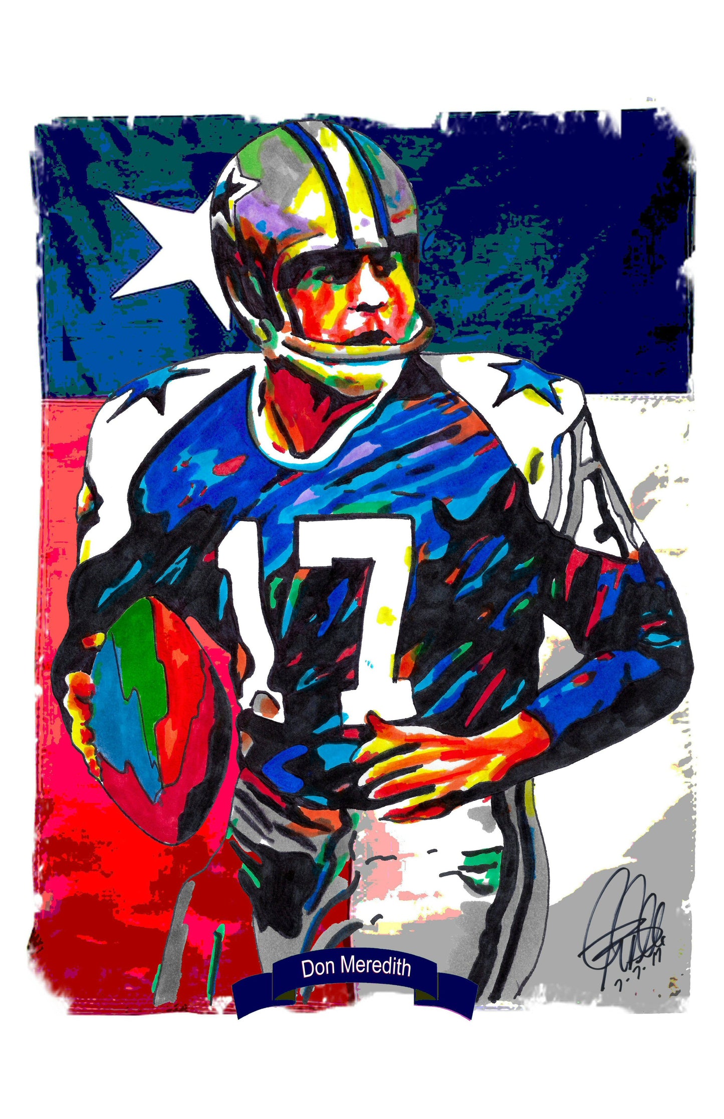 Don Meredith Dallas Cowboys Football Sports Poster Print Wall Art 11x17