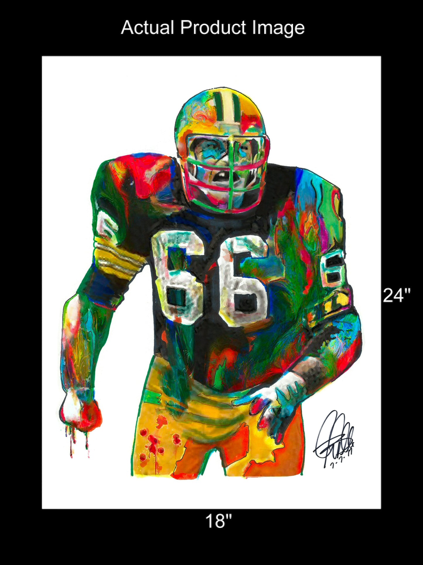 Ray Nitschke Green Bay Packers Linebacker Football Poster Print Wall Art 18x24