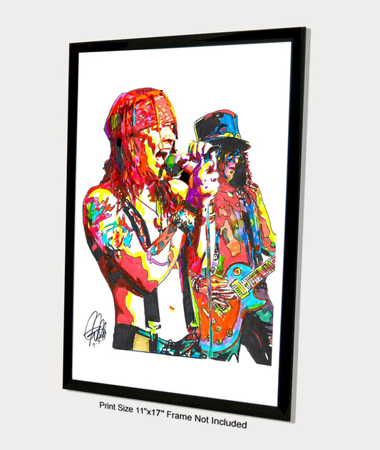 Axl Rose Slash Guns N Roses Singer Guitar Rock Music Print Wall Art 11x17