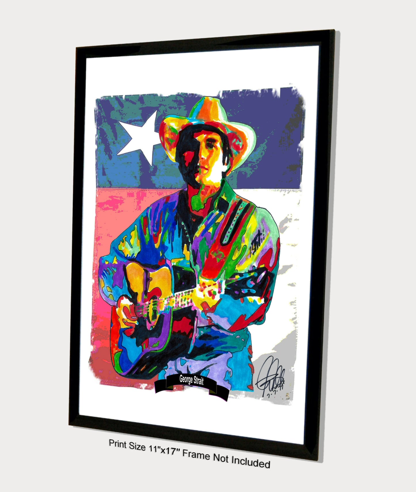 George Strait Guitar Country Music Poster Print Wall Art 11x17