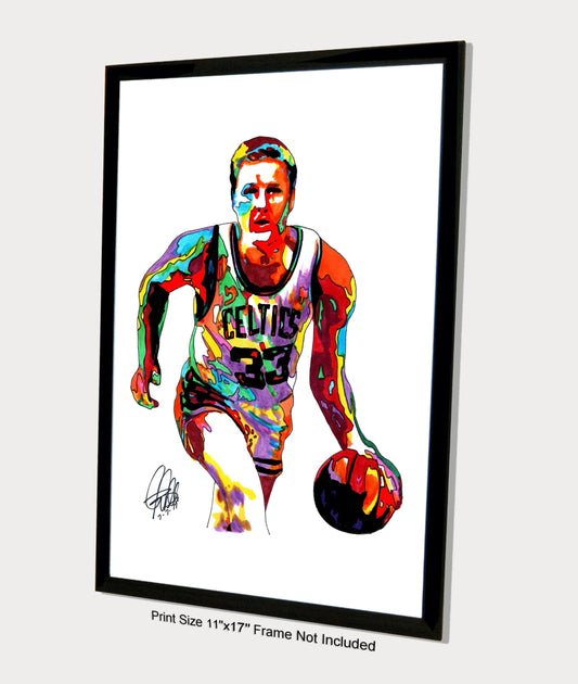 Larry Bird Boston Celtics Basketball Sports Poster Print Wall Art 11x17