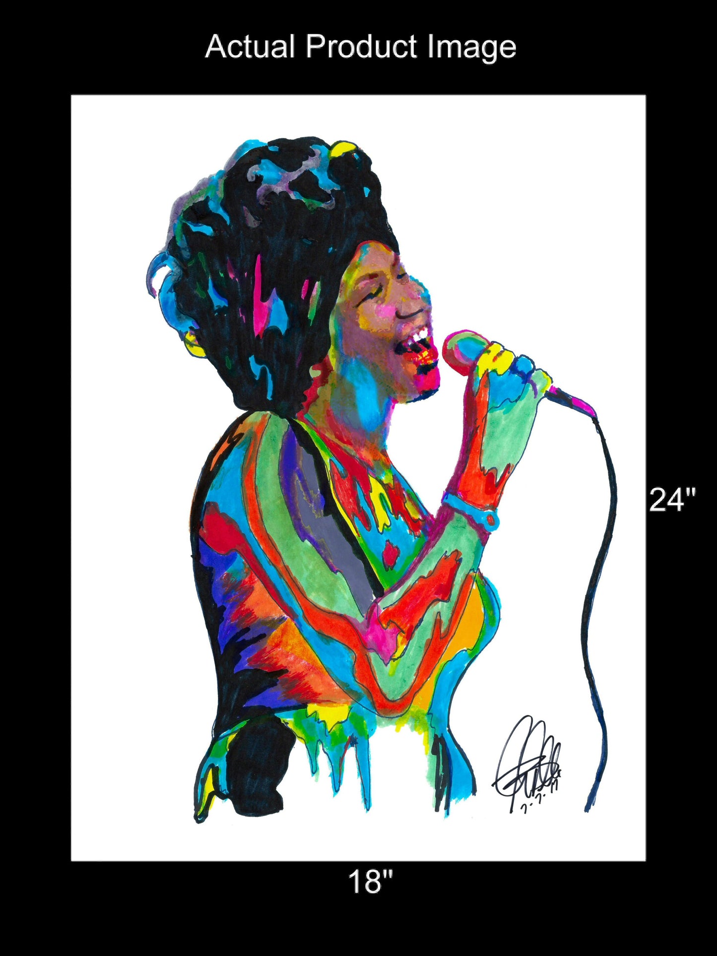 Aretha Franklin Singer Piano Soul Gospel Pop Music Poster Print Wall Art 18x24