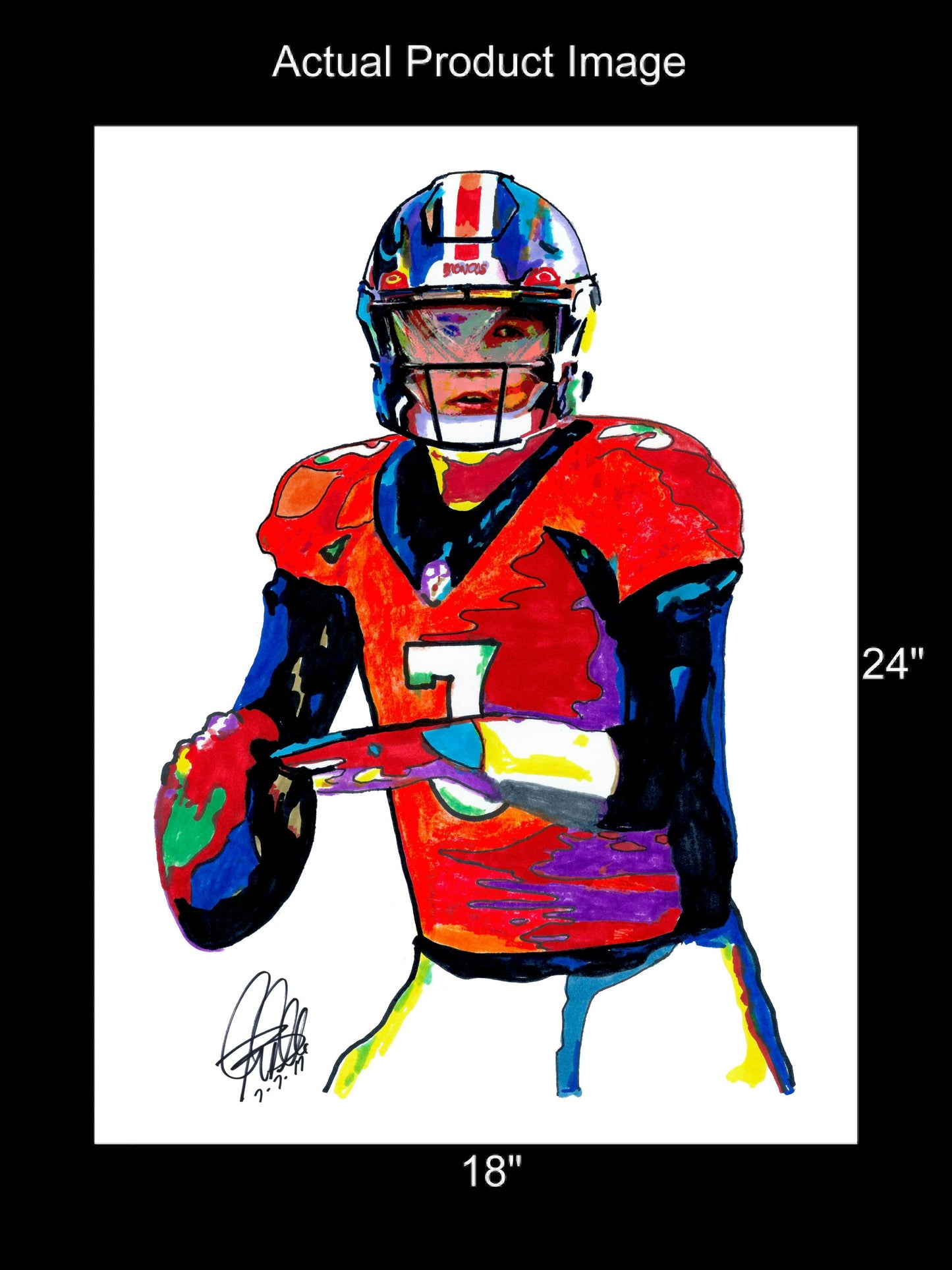 Drew Lock Denver Broncos Quarterback Football Sports Art Poster Print 18x24