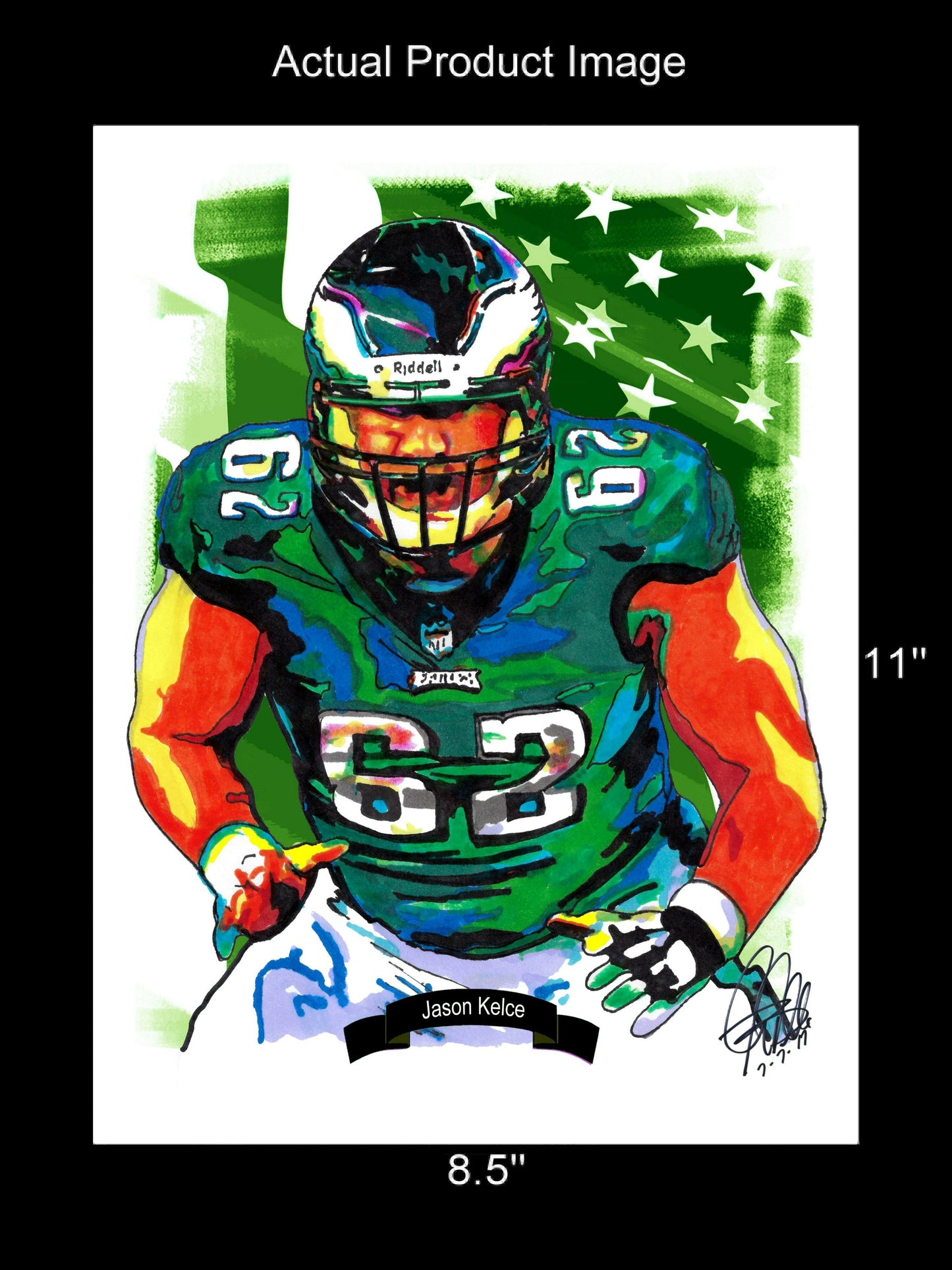 Jason Kelce Philadelphia Eagles Football Center Poster Print Wall Art 8.5x11