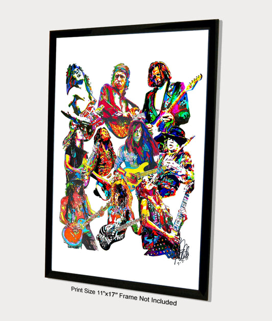 80s Guitar Players Van Halen Rhoads SRV Music Poster Print Wall Art 11x17