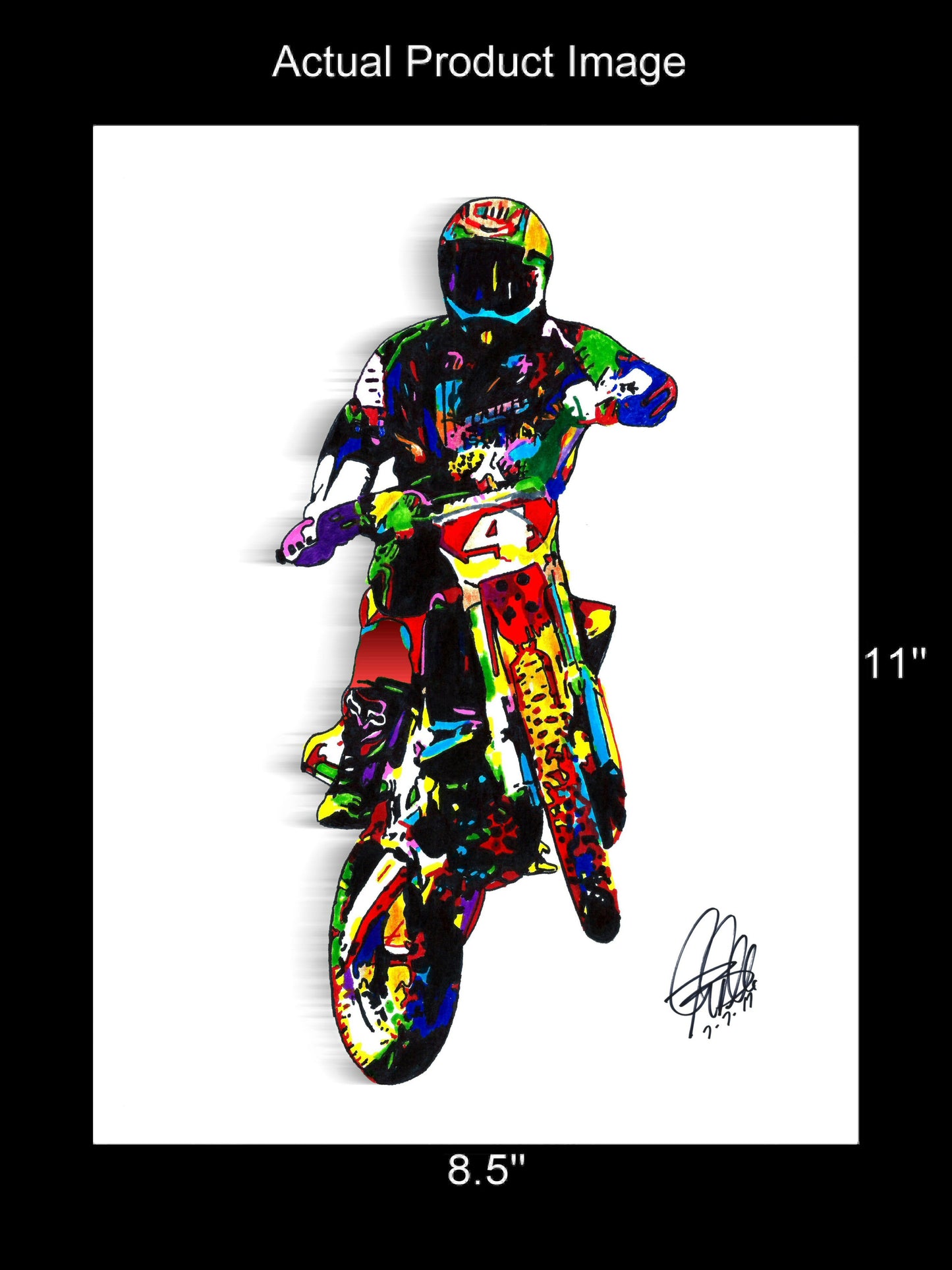 Ricky Carmichael Motocross Freestyle Dirt Bike Poster Print Wall Art 8.5x11