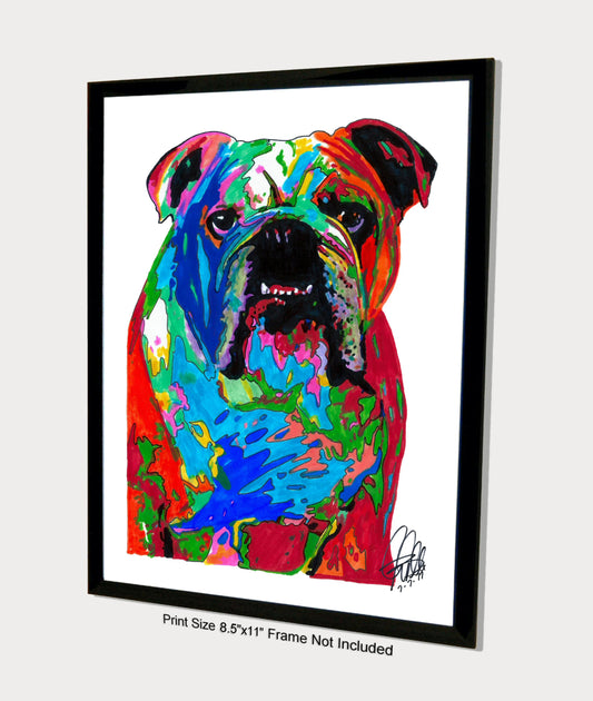 English Bulldog Pet Dog Poster Print Wall Art 8.5x11