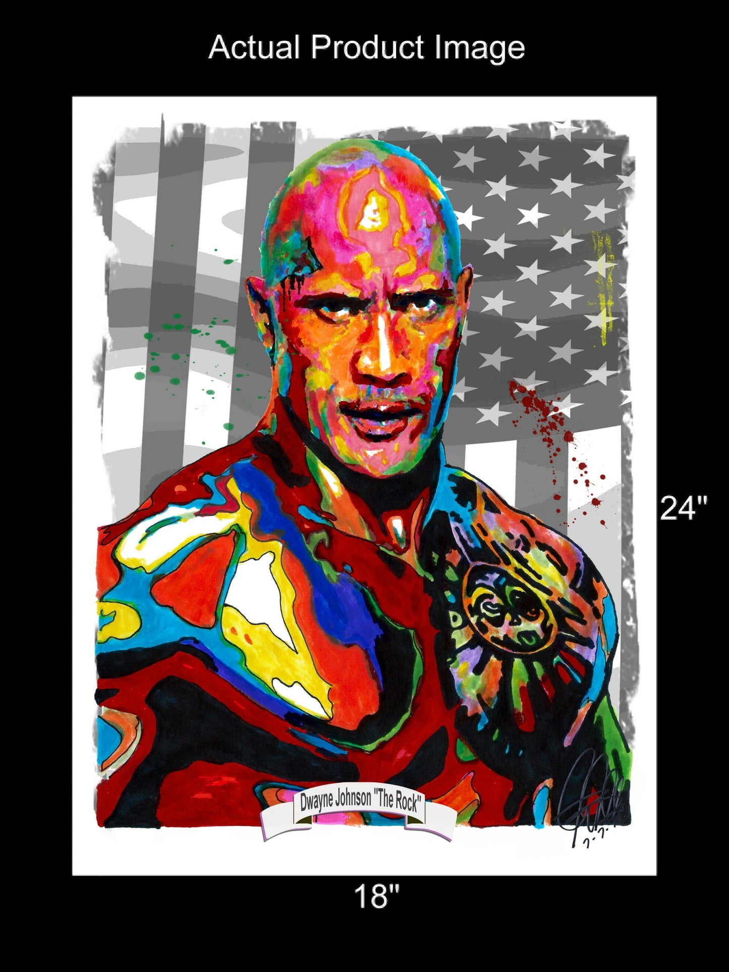 The Rock Dwayne Johnson Wrestler Poster Print Wall Art 18x24