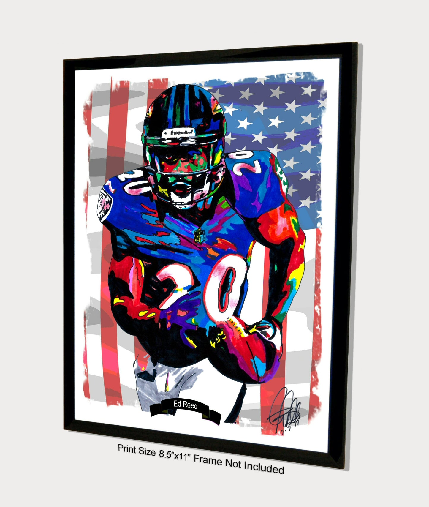 Ed Reed Baltimore Ravens Safety NFL Football Sports Poster Print Wall Art 8.5x11