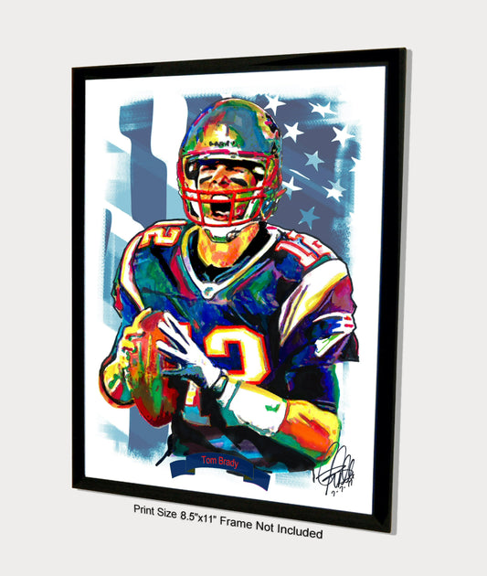 Tom Brady New England Patriots Football Sports Poster Print Wall Art 8.5x11