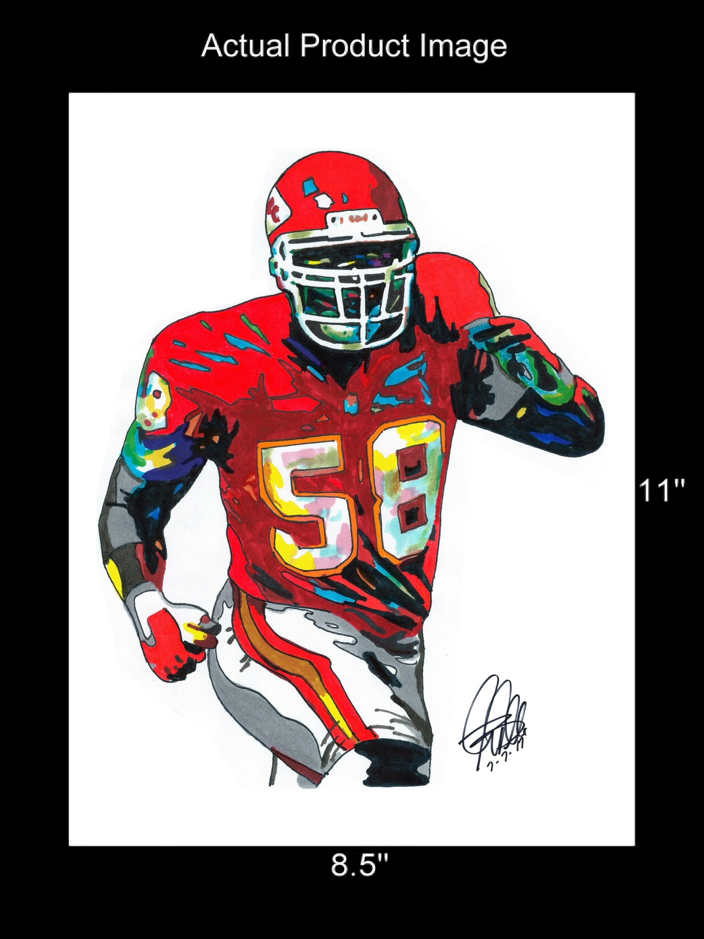 Derrick Thomas Kansas City Chiefs Football Poster Print Wall Art 8.5x11