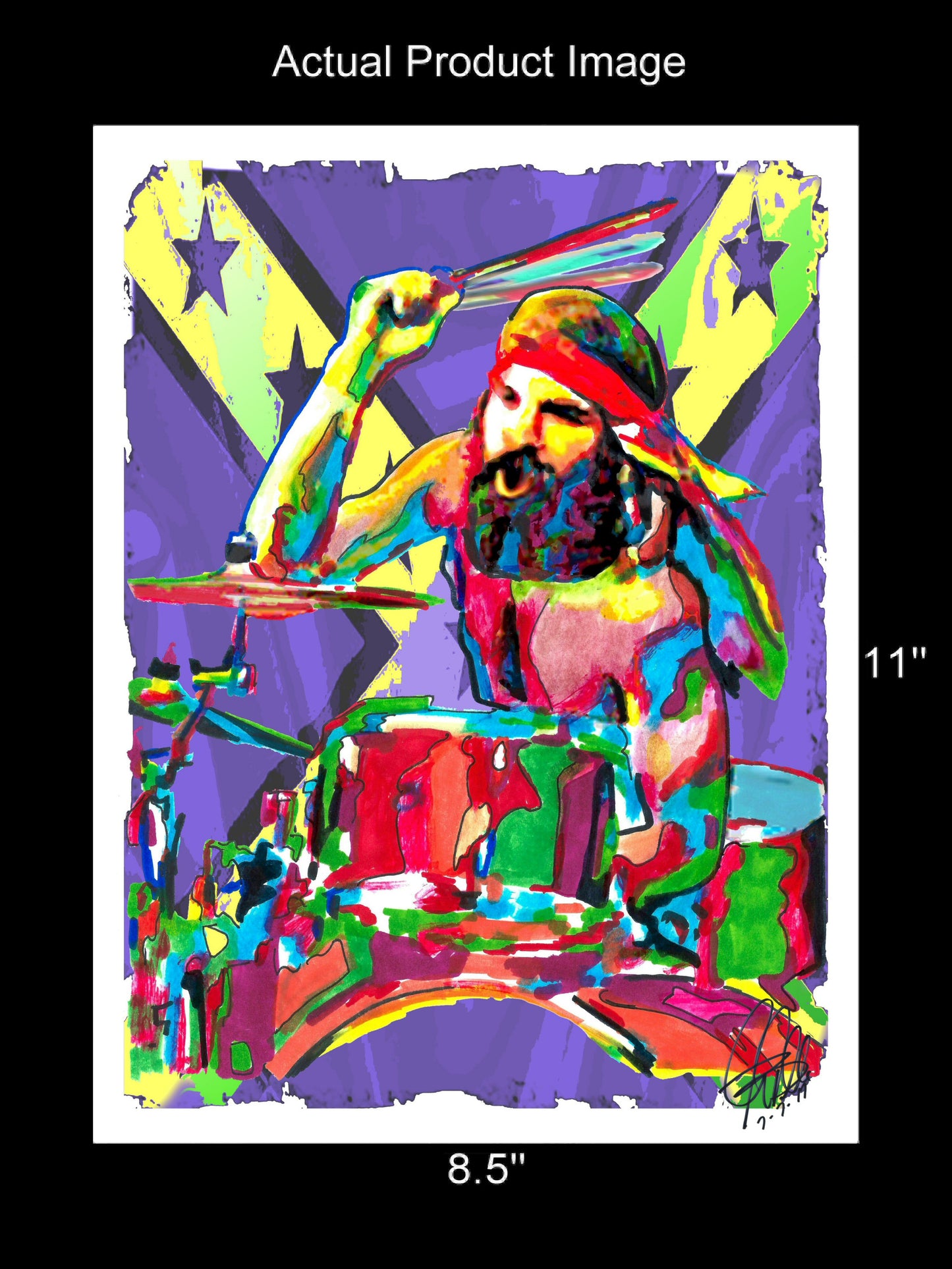 Artimus Pyle Lynyrd Skynyrd Drums Music Poster Print Wall Art 8.5x11