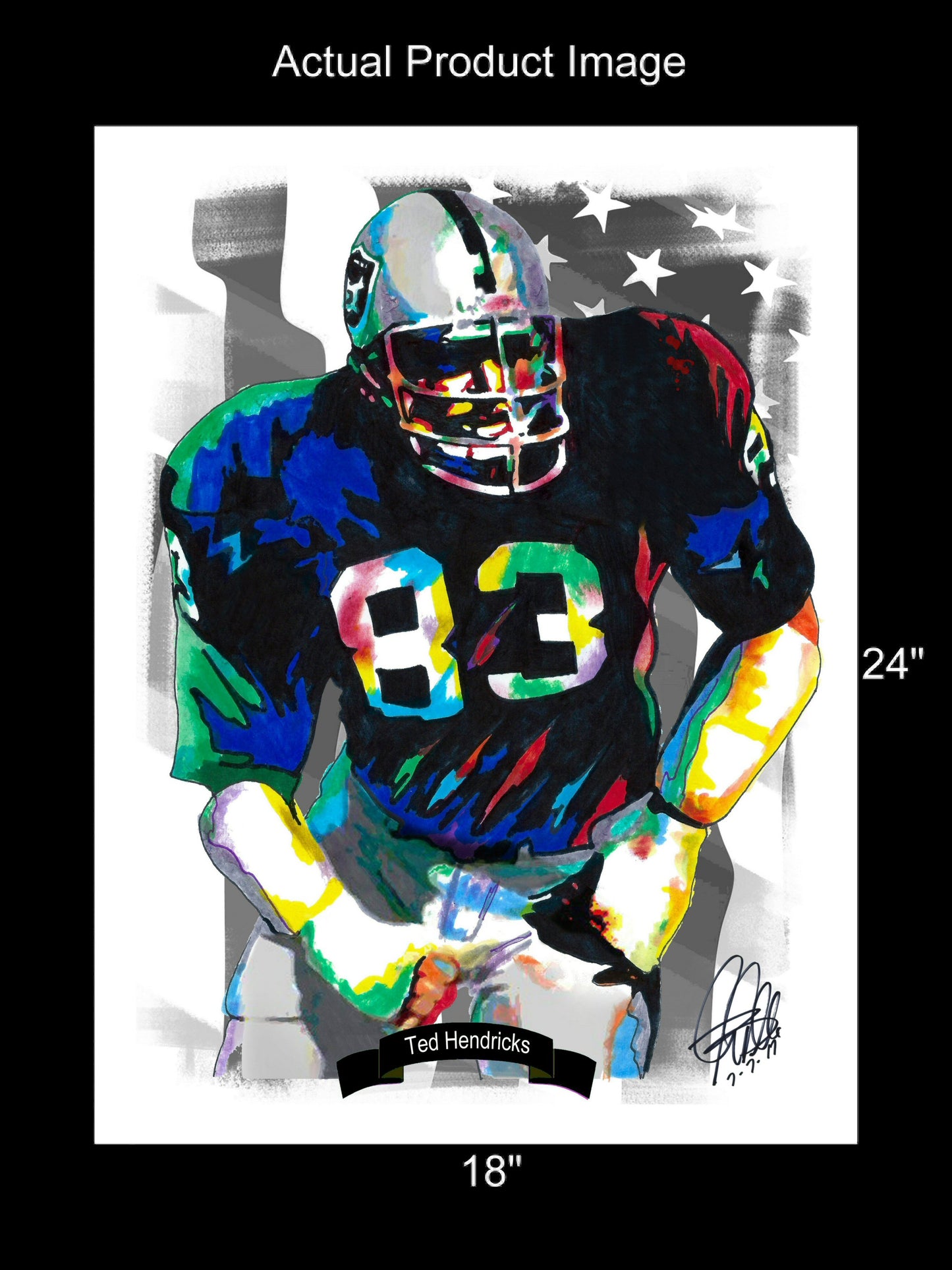 Ted Hendricks Raiders Mad Stork Football Sports Poster Print Wall Art 18x24