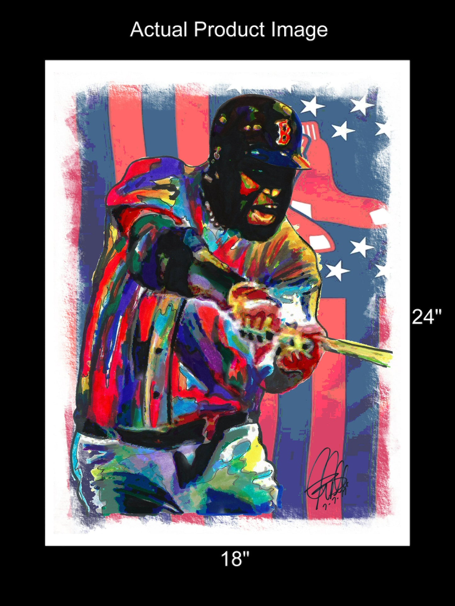 David Ortiz Big Papi Boston Red Sox Baseball Poster Print Wall Art 18x24