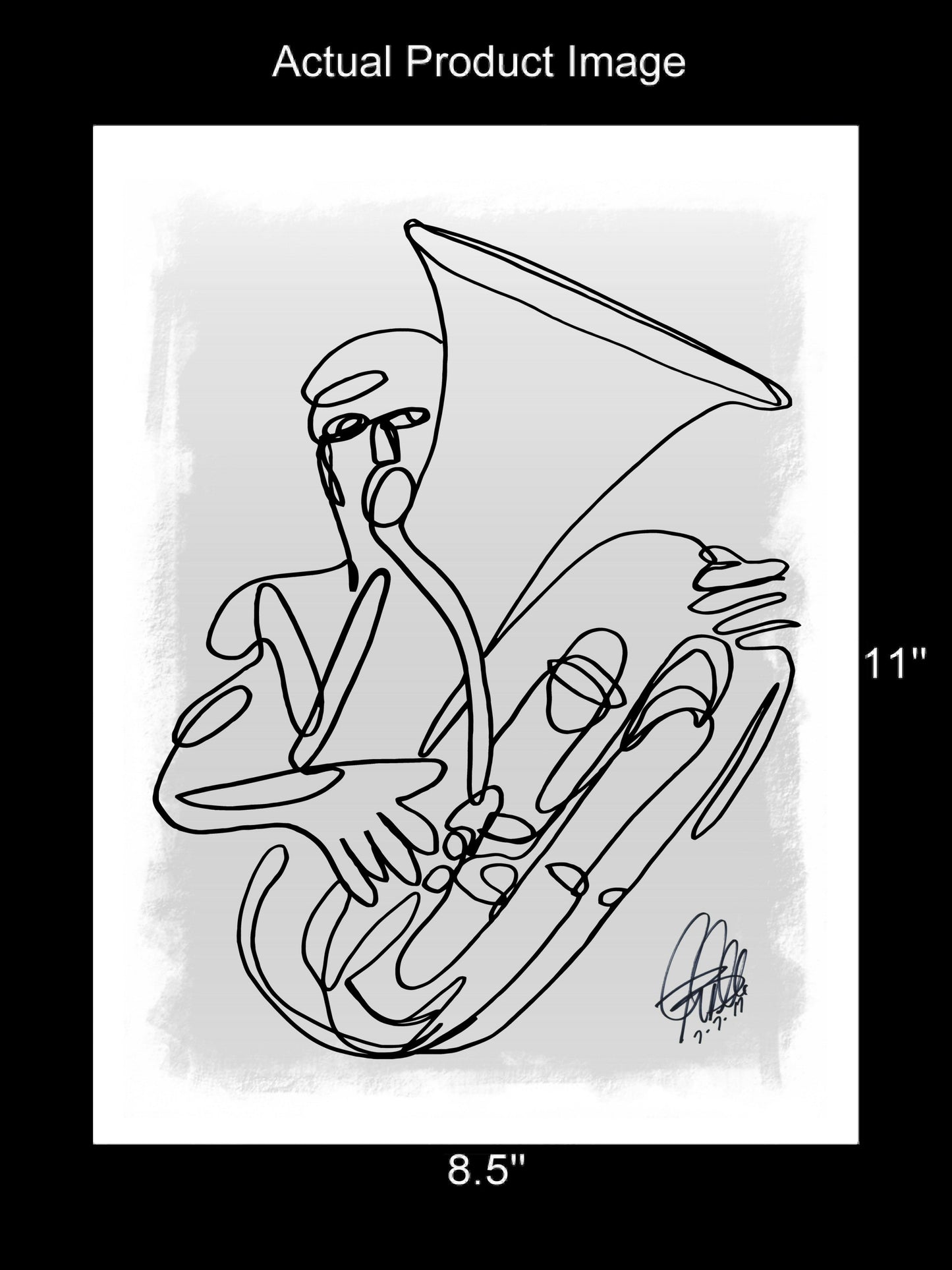 Tuba Player Music Poster Print Wall Art 8.5x11