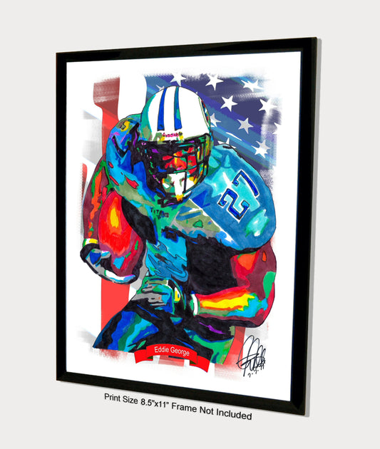 Eddie George Tennessee Titans Football Sports Print Poster Wall Art 8.5x11