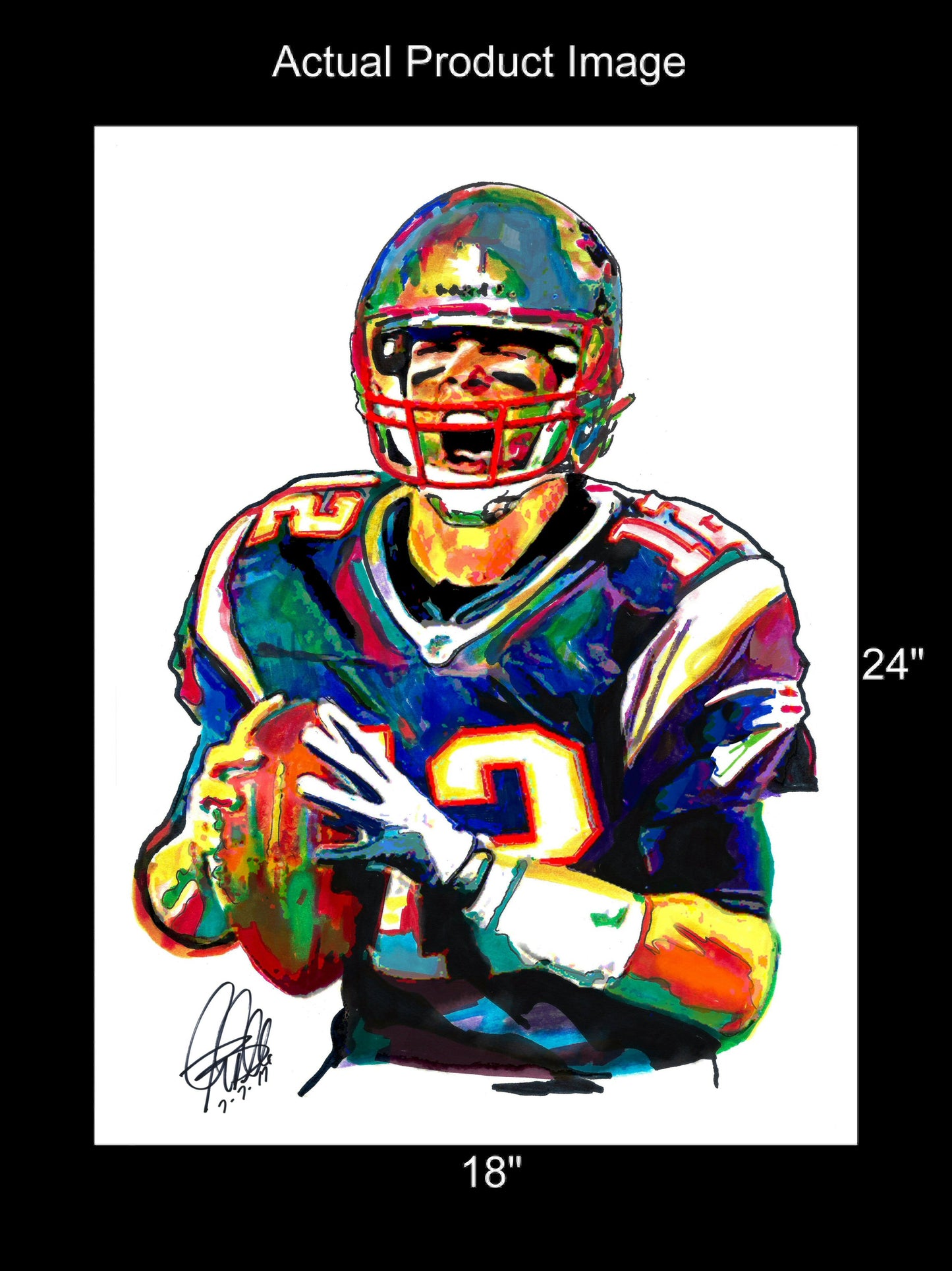 Tom Brady New England Patriots Football Poster Print Wall Art 18x24