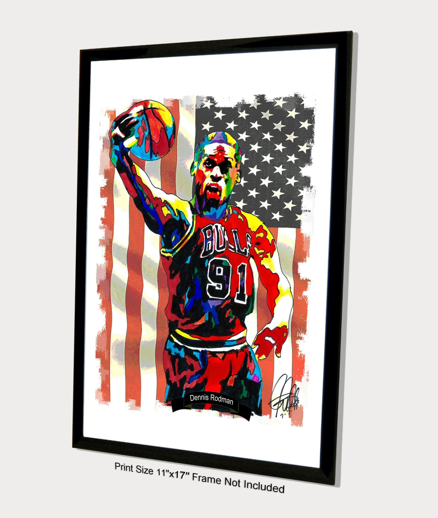 Dennis Rodman Chicago Bulls Basketball Poster Print Wall Art 11x17