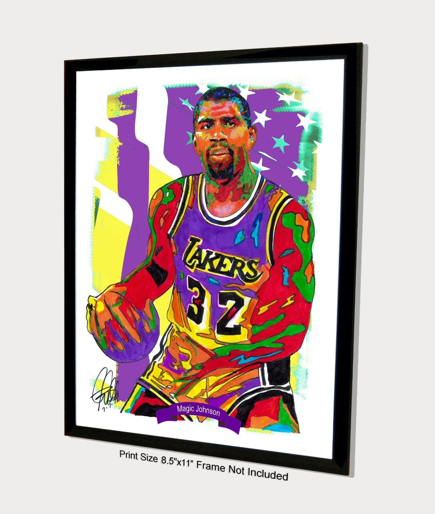 Magic Johnson Los Angeles Lakers Basketball Poster Print Wall Art 8.5x11