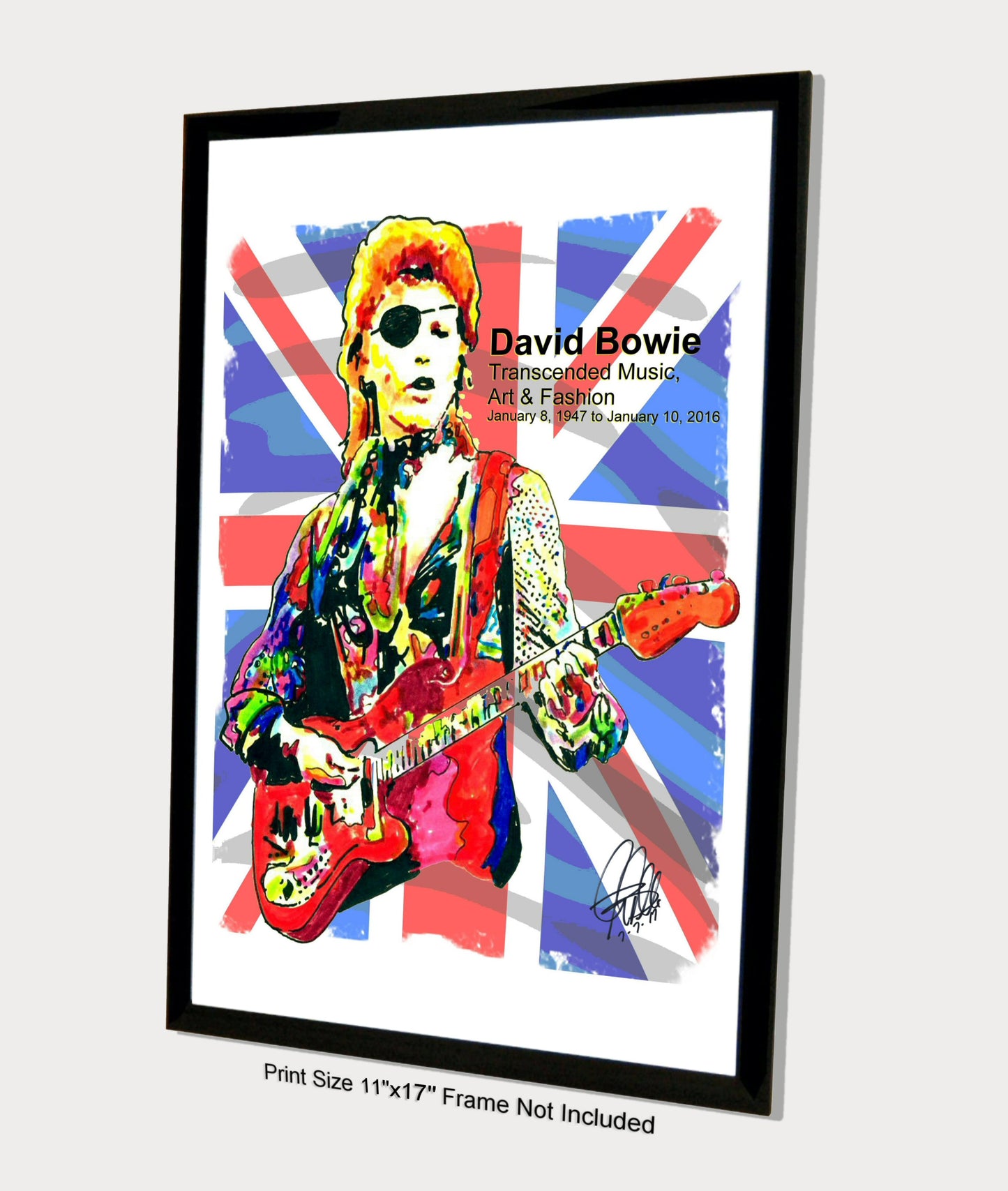 David Bowie Ziggy Stardust Singer Glam Rock Music Print Poster Wall Art 11x17