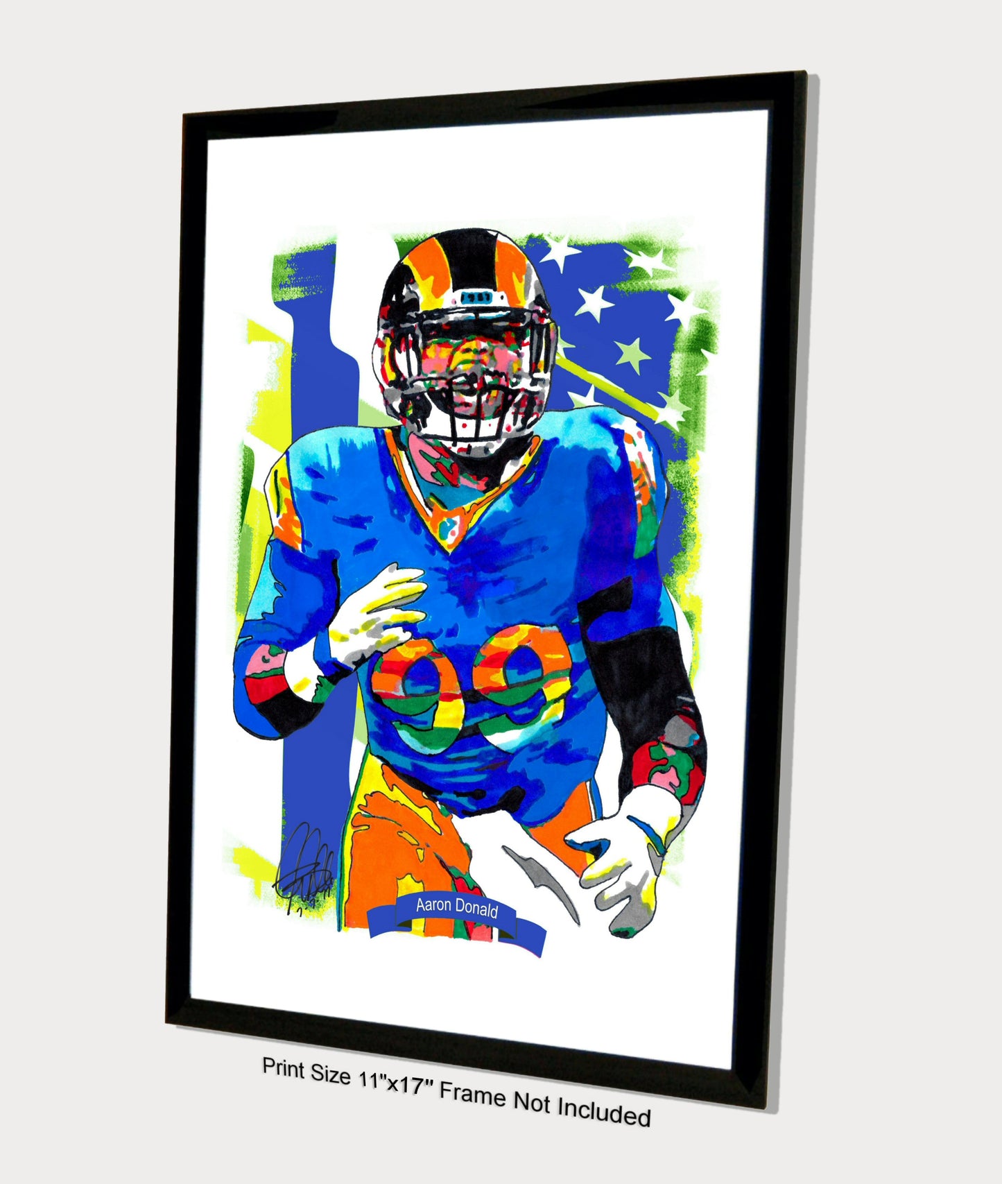 Aaron Donald Los Angeles Rams Football Poster Print Wall Art 11x17