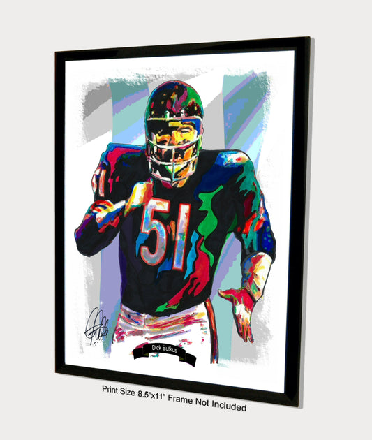 Dick Butkus Chicago Bears Football Print Poster Wall Art 8.5x11