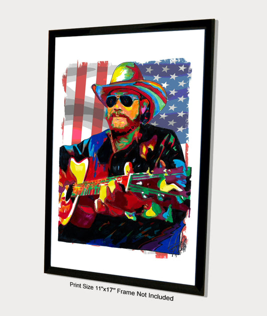 Hank Williams Jr Guitar Blues Country Music Poster Print Wall Art 11x17