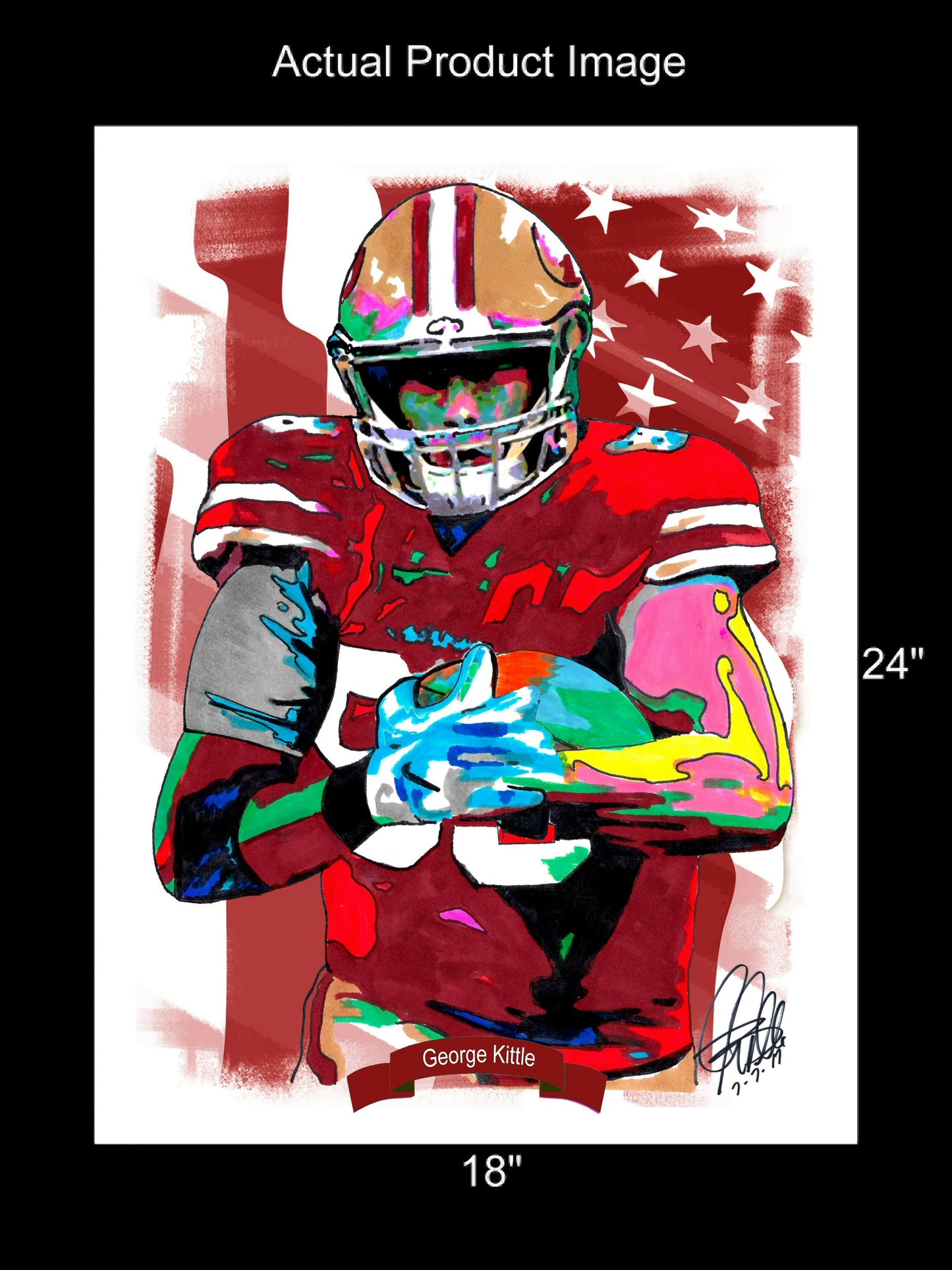 George Kittle San Francisco 49ers Football Print Poster Wall Art 18x24